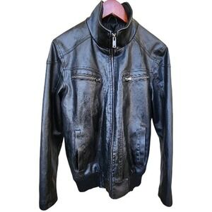 Guess bomber jacket | leather | mens M